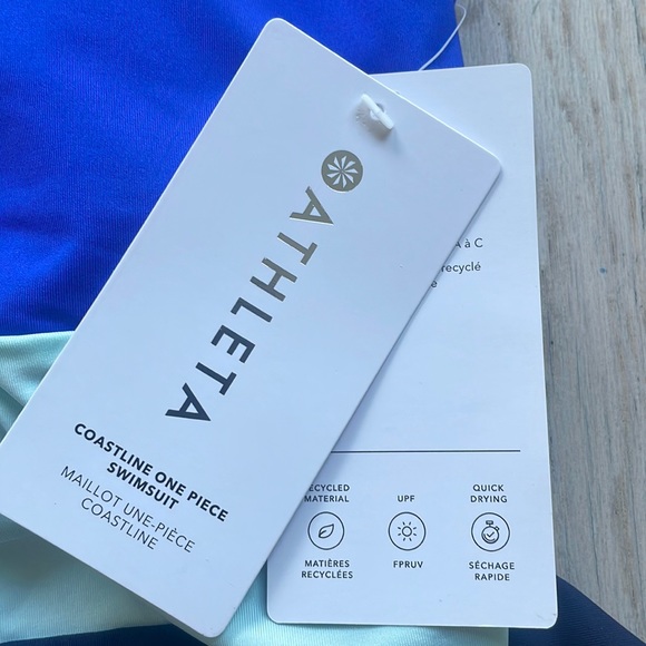 BNWT Athleta Coastline one piece swimsuit bathing suit Size Small Blue Summer - Picture 3 of 8